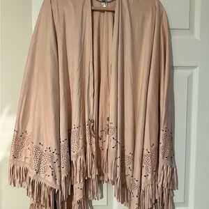 Marc New York Tan Women's Poncho with Fringe